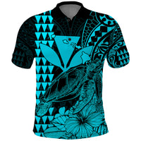 Kakau Polynesian Tribal Hawaiian Turtle with Kanaka Maoli Teal Polo Shirt LT9 Teal - Polynesian Pride
