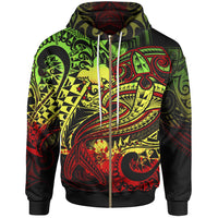 Papua New Guinea Zip up Hoodie Reggae Shark Polynesian Tattoo Unisex Reggae - Polynesian Pride