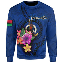 Vanuatu Polynesian Sweater - Floral With Seal Blue Unisex Blue - Polynesian Pride