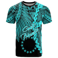 Cook Islands T Shirt Tribal Wave Tattoo Neon Blue Unisex Neon Blue - Polynesian Pride