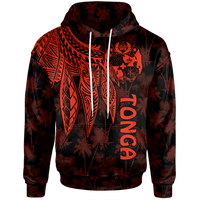 Tonga Hoodie Polynesian Wings (Red) Unisex Red - Polynesian Pride