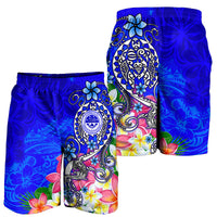 FSM Men's Shorts - Turtle Plumeria (Blue) - Polynesian Pride