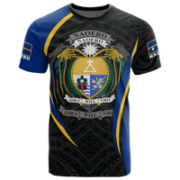 Nauru Polynesian T Shirt Nauru Flag Coat Of Arms Polynesian Tattoo Unisex Blue - Polynesian Pride