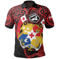 Tonga Polo Shirt Tongan Flag Coat Of Arms Pride Unisex RED - Polynesian Pride