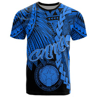 Northern Mariana Islands Polynesian T Shirt Tribal Wave Tattoo Blue Unisex Blue - Polynesian Pride