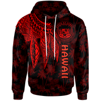 Polynesian Hawaii Hoodie Polynesian Wings (Red) Unisex Red - Polynesian Pride