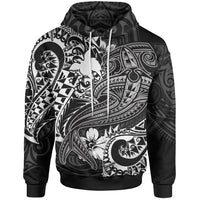 Papua New Guinea Hoodie White Shark Polynesian Tattoo Unisex White - Polynesian Pride