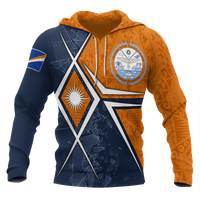 Marshall Islands Hoodie Marshall Islands Flag with Polynesian Patterns Unisex Orange - Polynesian Pride