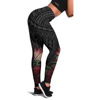 Federated States Of Micronesia Women's Legging - Tropical Vintage Hibiscus - Polynesian Pride