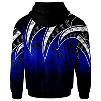 New Caledonia Zip Hoodie Tropical Leaf Gradient Blue Style - Polynesian Pride