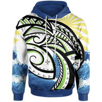 Polynesian Hoodie Dawn Sea Waves Pattern Unisex Blue - Polynesian Pride
