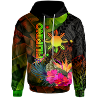 The Philippines Polynesian Hoodie Hibiscus and Banana Leaves Unisex Reggae - Polynesian Pride