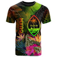 Guam Polynesian T Shirt Hibiscus and Banana Leaves Unisex Reggae - Polynesian Pride