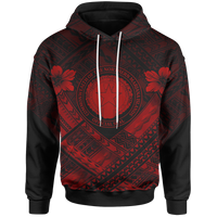 Northern Mariana Islands Hoodie CNMI Seal Camisole Hibiscus Style (Red) Unisex Red - Polynesian Pride