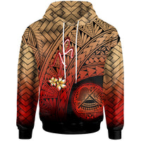 American Samoa Polynesian Hoodie Plumeria Tattoo Tribal Unisex Red - Polynesian Pride