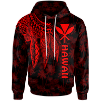 Polynesian Hawaii Kanaka Maoli Hoodie Polynesian Wings (Red) Unisex Red - Polynesian Pride