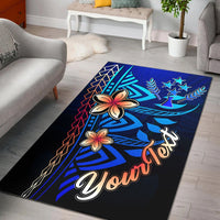 Kosrae Custom Personalised Area Rug - Vintage Tribal Mountain Blue - Polynesian Pride