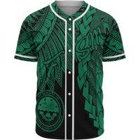 Federated States Of Micronesia Polynesian Baseball Shirt - Tribal Wave Tattoo Green Unisex Green - Polynesian Pride