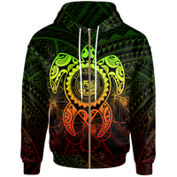 Hawaii Polynesian Zip up Hoodie Vintage Polynesian Turtle (Reggae) Unisex Reggae - Polynesian Pride