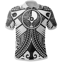 YAP Polo Shirt White Seal with Polynesian Tattoo Unisex White - Polynesian Pride
