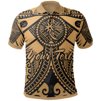 Chuuk Custom Polo Shirt Gold Seal with Polynesian Tattoo Unisex Gold - Polynesian Pride