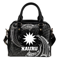 Nauru Polynesian Shoulder Handbag - White Tribal Wave One Size Black - Polynesian Pride