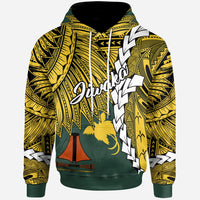 Papua New Guinea Jiwaka Province Polynesian Zip Hoodie Tribal Wave Tattoo Unisex Yellow - Polynesian Pride