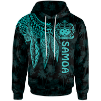 Samoa Zip up Hoodie Polynesian Wings (Turquoise) Unisex Turquoise - Polynesian Pride