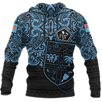Fiji Polynesian Hoodie Pride of Fiji Unisex BLUE - Polynesian Pride