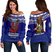 American Samoa Independence Anniversary Pride Women Off Shoulder Sweater - LT12 Women Off Shoulder Sweater Blue - Polynesian Pride