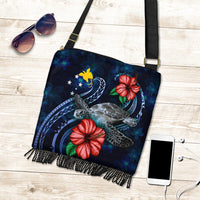 Papua New Guinea Polynesian Boho Handbag - Blue Turtle Hibiscus One Style One Size Blue - Polynesian Pride