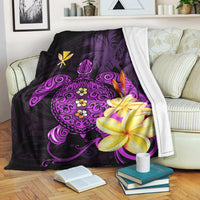 Hawaii Turtle Premium Blanket Hawaiian Flowers Version Purple Elegant LT13 - Polynesian Pride
