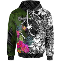 Chuuk Hoodie Turtle Plumeria Banana Leaf Unisex Black - Polynesian Pride