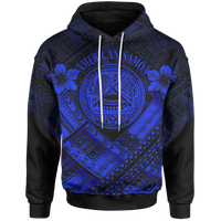 American Samoa Hoodie AS Blue Seal Polynesian Patterns Unisex Blue - Polynesian Pride