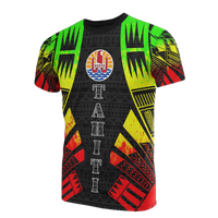 Tahiti T Shirt Tahiti Flag Polynesian Tattoo Reggae Style Unisex Reggae - Polynesian Pride