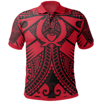 Pohnpei Polo Shirt Red Seal with Polynesian Tattoo Unisex Red - Polynesian Pride