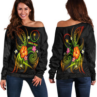 Chuuk Polynesian Personalised Women's Off Shoulder Sweater - Legend of Chuuk (Reggae) Art - Polynesian Pride