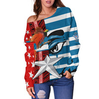 Free West Papua Birds Of Paradise Polynesia Women Off Shoulder Sweater - LT2 - Polynesian Pride