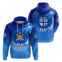 Fiji Tapa Tribal Coconut Tree Hoodie LT12 Hoodie Blue - Polynesian Pride
