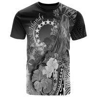 Cook Islands T Shirt Humpback Whale with Tropical Flowers (White) Unisex White - Polynesian Pride