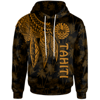 Tahiti Hoodie Polynesian Wings (Golden) Unisex Golden - Polynesian Pride