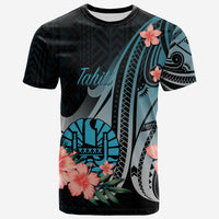 Tahiti T Shirt Turquoise Polynesian Hibiscus Pattern Style Unisex Art - Polynesian Pride