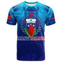 Custom Manu Samoa Legend T Shirt LT12 Blue - Polynesian Pride