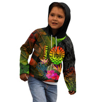 Tahiti Polynesian Hoodie Hibiscus and Banana Leaves - Polynesian Pride