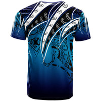 Tahiti T Shirt Tropical Leaf Blue Gradient Style - Polynesian Pride