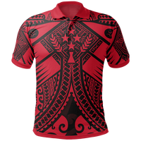 Kosrae Polo Shirt Red Seal with Polynesian Tattoo Unisex Red - Polynesian Pride