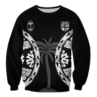 Custom Personalised) Fiji Rugby Sevens Fijian Tapa Pattern Sweatshirt - LT12 Unisex Black - Polynesian Pride