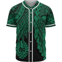 Tahiti Polynesian Baseball Shirt - Tribal Wave Tattoo Green Unisex Green - Polynesian Pride