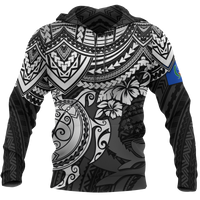 Pohnpei Hoodie Polynesian White Turtle Unisex WHITE - Polynesian Pride