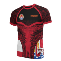 Tahiti T Shirt Tahiti Flag Coconut Leaves Unisex Red - Polynesian Pride